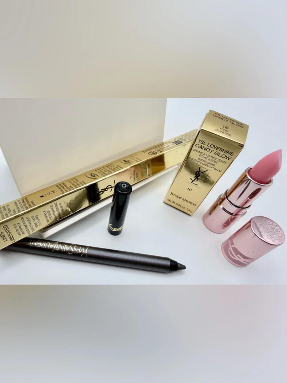 BUNDLE: YSL Loveshine Candy Glow shade: 1B + YSL eye pencil in shade: 10 Silver